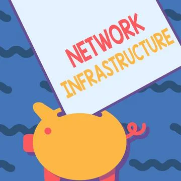 Sign displaying Network Infrastructure. Word Written on Hardware and Software イラスト素材