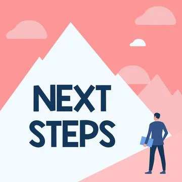 Sign displaying Next Steps. Internet Concept numper of process going to be made Stock Illustration