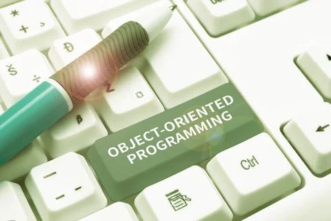 Sign displaying Object Oriented Programming. Business overview Language model 写真素材