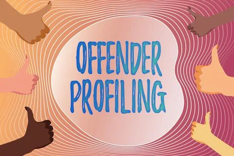 Sign displaying Offender Profiling. Conceptual photo Develop profiles for Stock Illustration