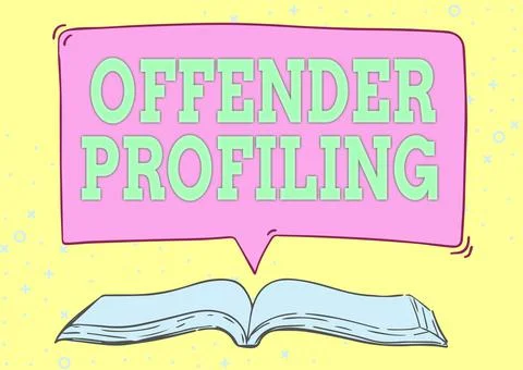 Sign displaying Offender Profiling. Word Written on Develop profiles for Illustrazione stock