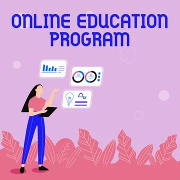 Sign displaying Online Education Program. Word for Distance learning that relies Stock Illustration