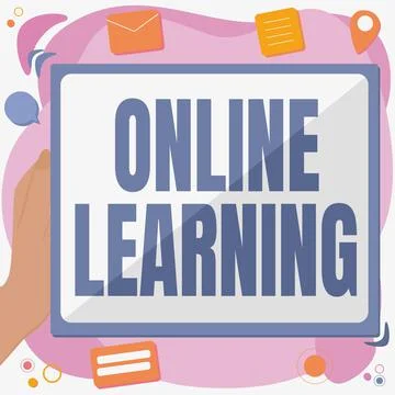Sign displaying Online Learning. Conceptual photo Larning with the assistance of Illustrazione stock