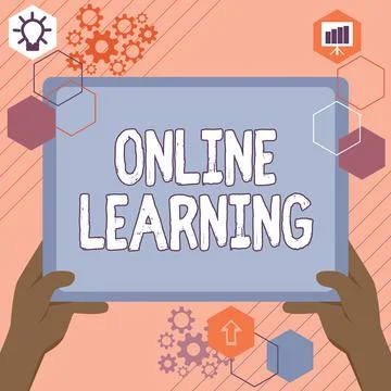 Sign displaying Online Learning. Word for Larning with the assistance of the イラスト素材