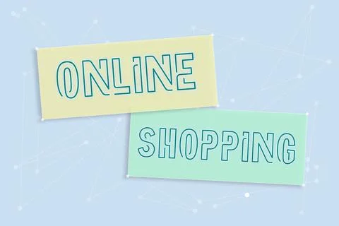 Sign displaying Online Shoppingallows consumers to buy their goods over the Stock Illustration
