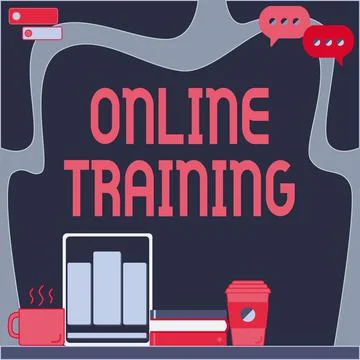 Sign displaying Online Training. Conceptual photo Take the education program イラスト素材