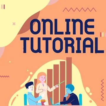 Sign displaying Online Tutorial. Business concept process of tutoring in an Illustrazione stock