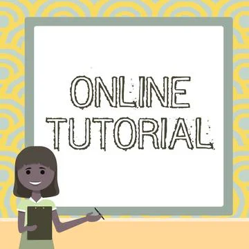Sign displaying Online Tutorial. Business overview process of tutoring in an Illustrazione stock