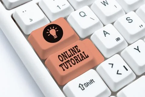 Sign displaying Online Tutorial. Business showcase process of tutoring in an Stock Photos