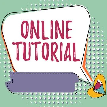 Sign displaying Online Tutorial. Word for process of tutoring in an online or Illustrazione stock