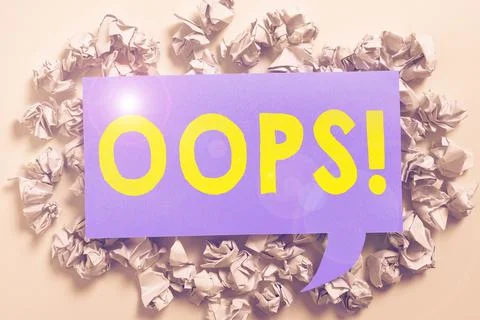 Sign displaying Oops. Internet Concept used to show recognition of mistake or 스톡 사진