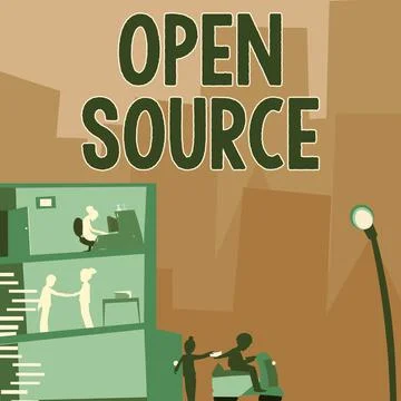 Sign displaying Open Source. Business overview contains the source code that can Stock Illustration