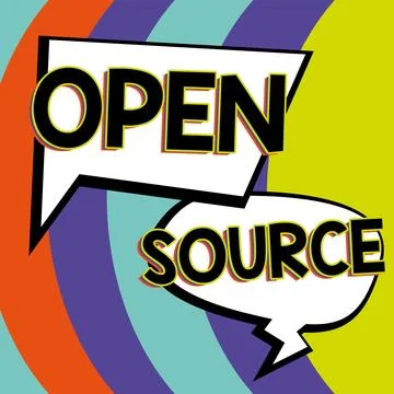 Sign displaying Open Source. Concept meaning denoting software which original Stockillustratie