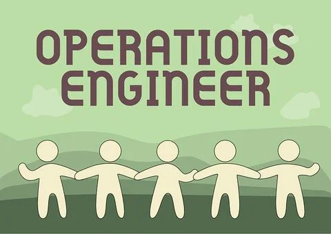 Sign displaying Operations Engineer. Word for analyze and design operation that Illustrazione stock