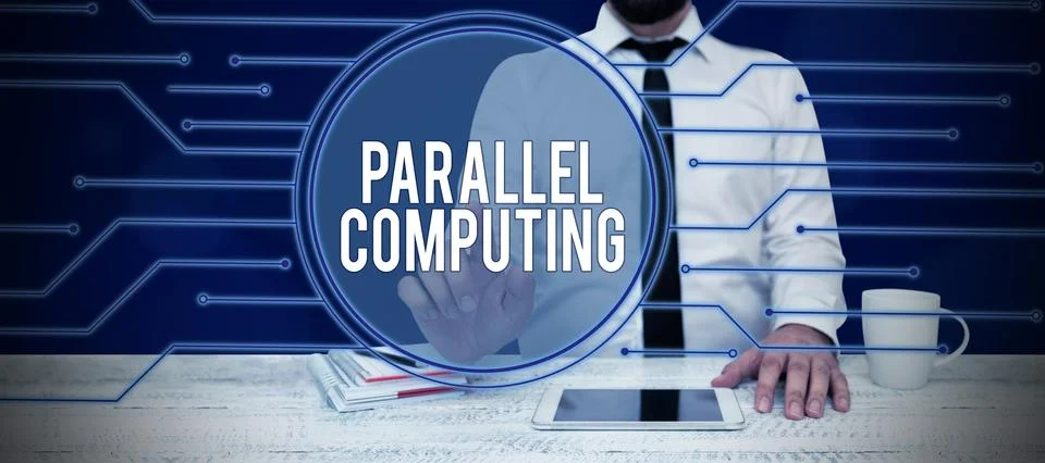Sign displaying Parallel Computing. Word Written on simultaneous calculation by Foto stock
