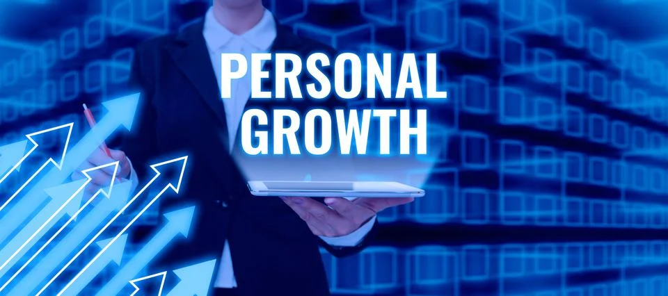 Sign displaying Personal Growthimprove develop your skills qualities Learn new Stock Photos
