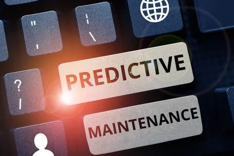 Sign displaying Predictive Maintenance. Conceptual photo Predict when Equipment Stockfoto's