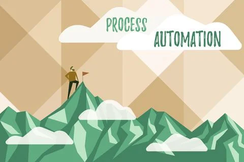 Sign displaying Process Automation. Concept meaning the use of technology to 库存插图