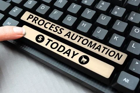 Sign displaying Process Automation. Concept meaning the use of technology to 스톡 사진