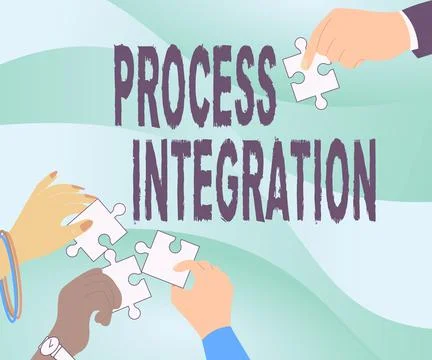 Sign displaying Process Integration. Word Written on Connectivity of Systems Illustrazione stock