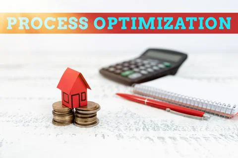 Sign displaying Process Optimization. Word Written on improves the processes and Foto stock