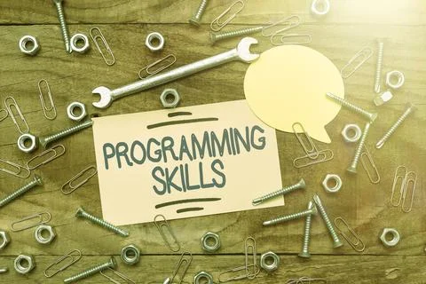 Sign displaying Programming Skills. Conceptual photo skills vital to write a 스톡 사진