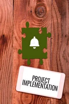 Sign displaying Project Implementation. Business approach paying for start up in Stock Photos