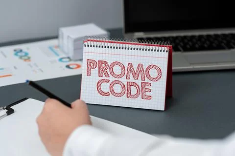 Sign displaying Promo Code. Business approach digital numbers that give you good Stock-Fotos