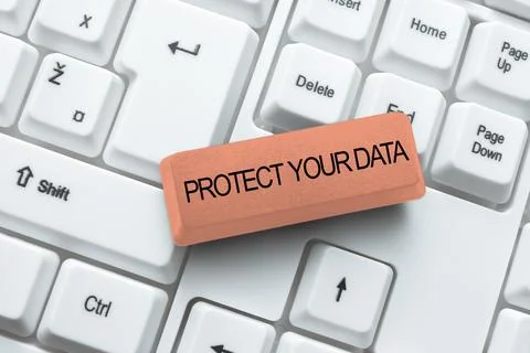 Sign displaying Protect Your Data. Business idea cyber security safe and shield Foto stock