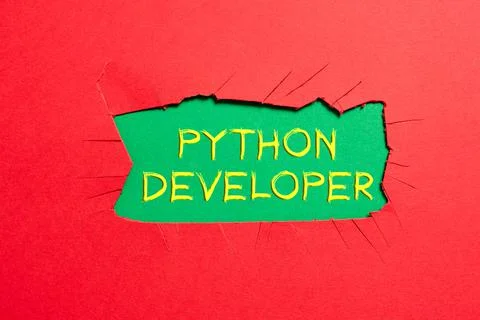 Sign displaying Python Developer. Business idea employees are rewarded for Stock Photos