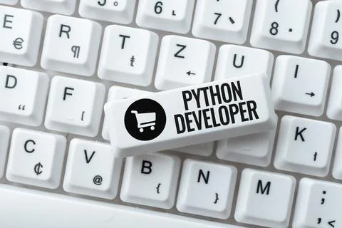 Sign displaying Python Developer. Word Written on responsible for writing Stock Photos