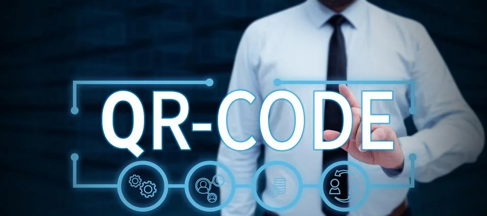 Sign displaying Qr Code. Internet Concept the trademark for a type of matrix Stock Photos