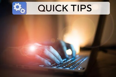 Sign displaying Quick Tips. Concept meaning small but particularly useful piece Stock Photos