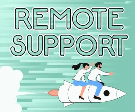 Sign displaying Remote Support. Concept meaning help endusers to solve computer Stock Illustration