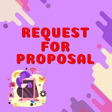 Sign displaying Request For Proposal. Business idea document contains bidding Stock Illustration