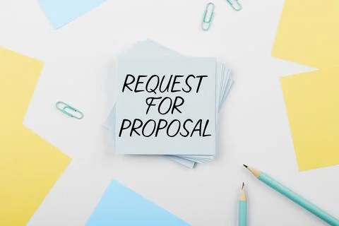 Sign displaying Request For Proposal. Conceptual photo document contains bidding Stock Photos