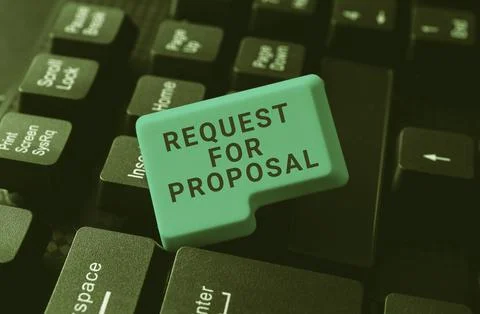 Sign displaying Request For Proposal. Word for document contains bidding process Stock Photos