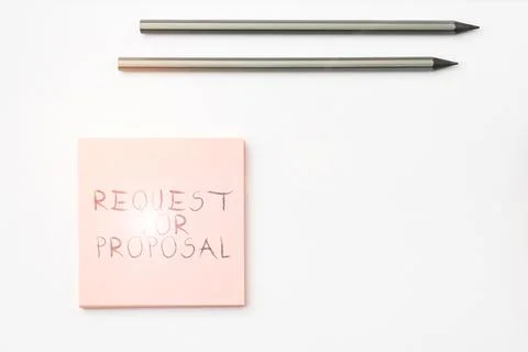 Sign displaying Request For Proposal. Word for document contains bidding process Stock Photos