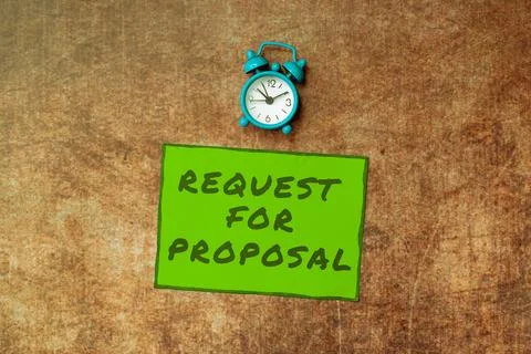 Sign displaying Request For Proposal. Word for document contains bidding process Stock Photos