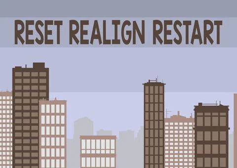 Sign displaying Reset Realign Restart. Word Written on Life audit will help you Stock-Illustration