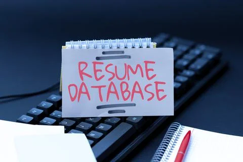 Sign displaying Resume Database. Internet Concept database of candidates that Foto stock