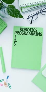 Sign displaying Robotics Programming. Business showcase software that used to 스톡 사진