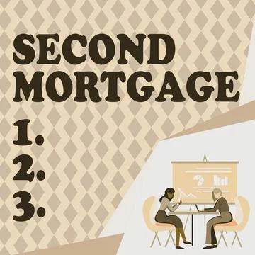 Sign displaying Second Mortgage. Internet Concept lien on property which is Ilustración de archivo