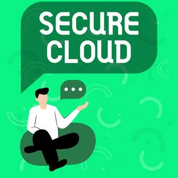Sign displaying Secure Cloud. Word for Protect the stored information safe イラスト素材