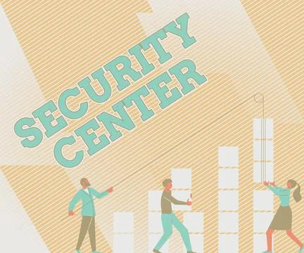 Sign displaying Security Center. Word for centralized unit that deals with Stock Illustration
