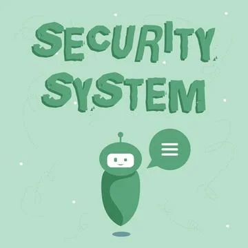 Sign displaying Security System. Word for system designed to detect intrusion or Stockillustratie
