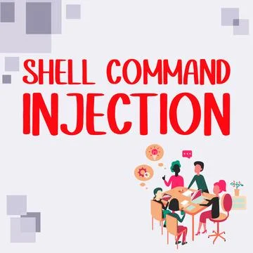 Sign displaying Shell Command Injection. Word for used by hackers to execute 스톡 일러스트