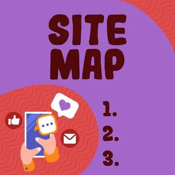 Sign displaying Site Map. Word for designed to help both users and search Stockillustratie