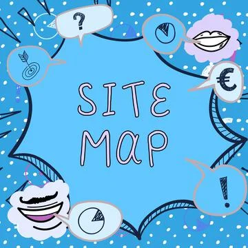 Sign displaying Site Map. Word Written on designed to help both users and search Stockillustratie