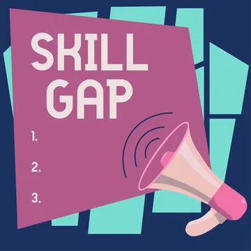 Sign displaying Skill Gap. Conceptual photo Refering to a person's weakness or Stock Illustration